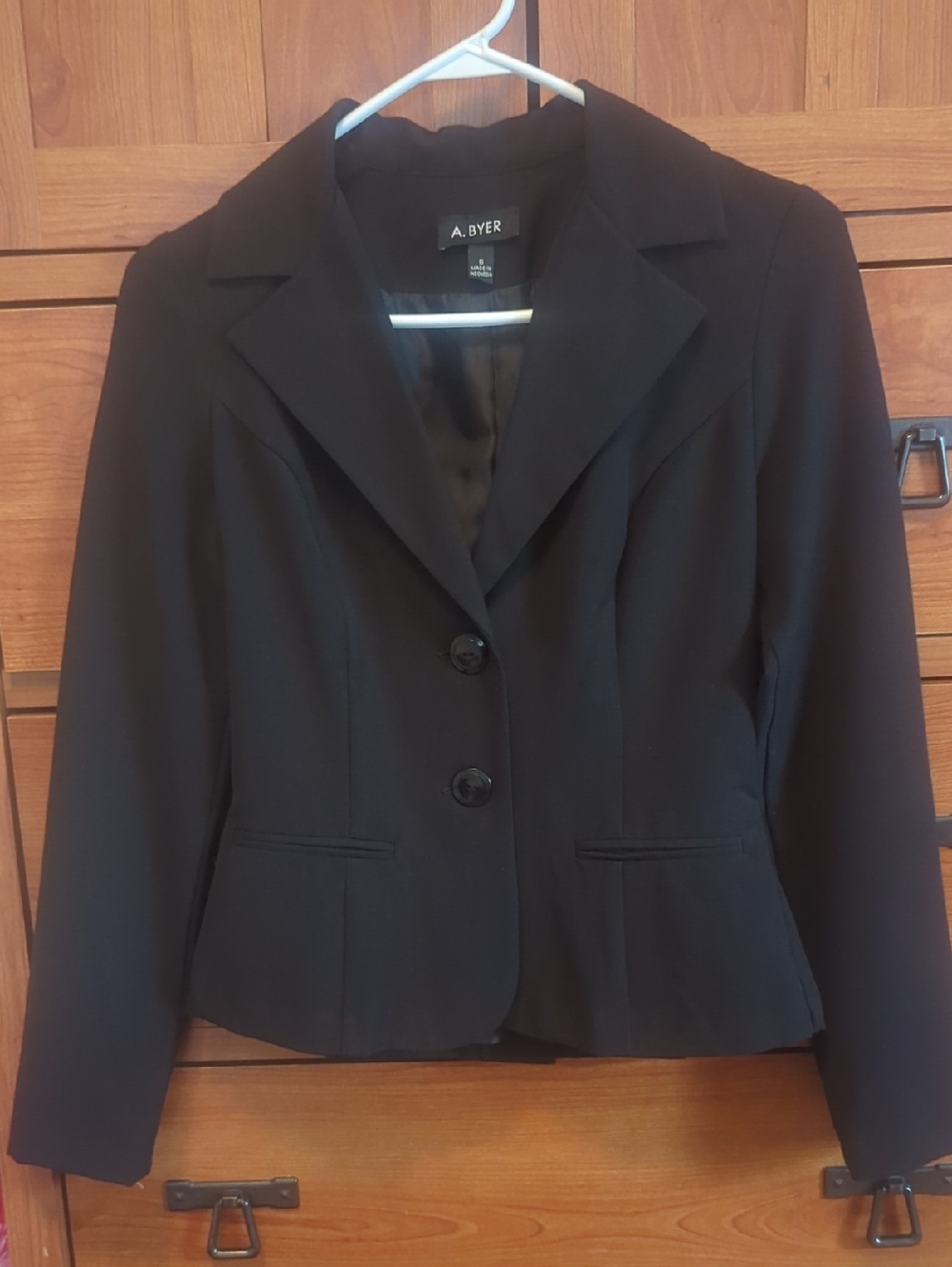 A. Byer Black Women's Classic Two-Button Blazer